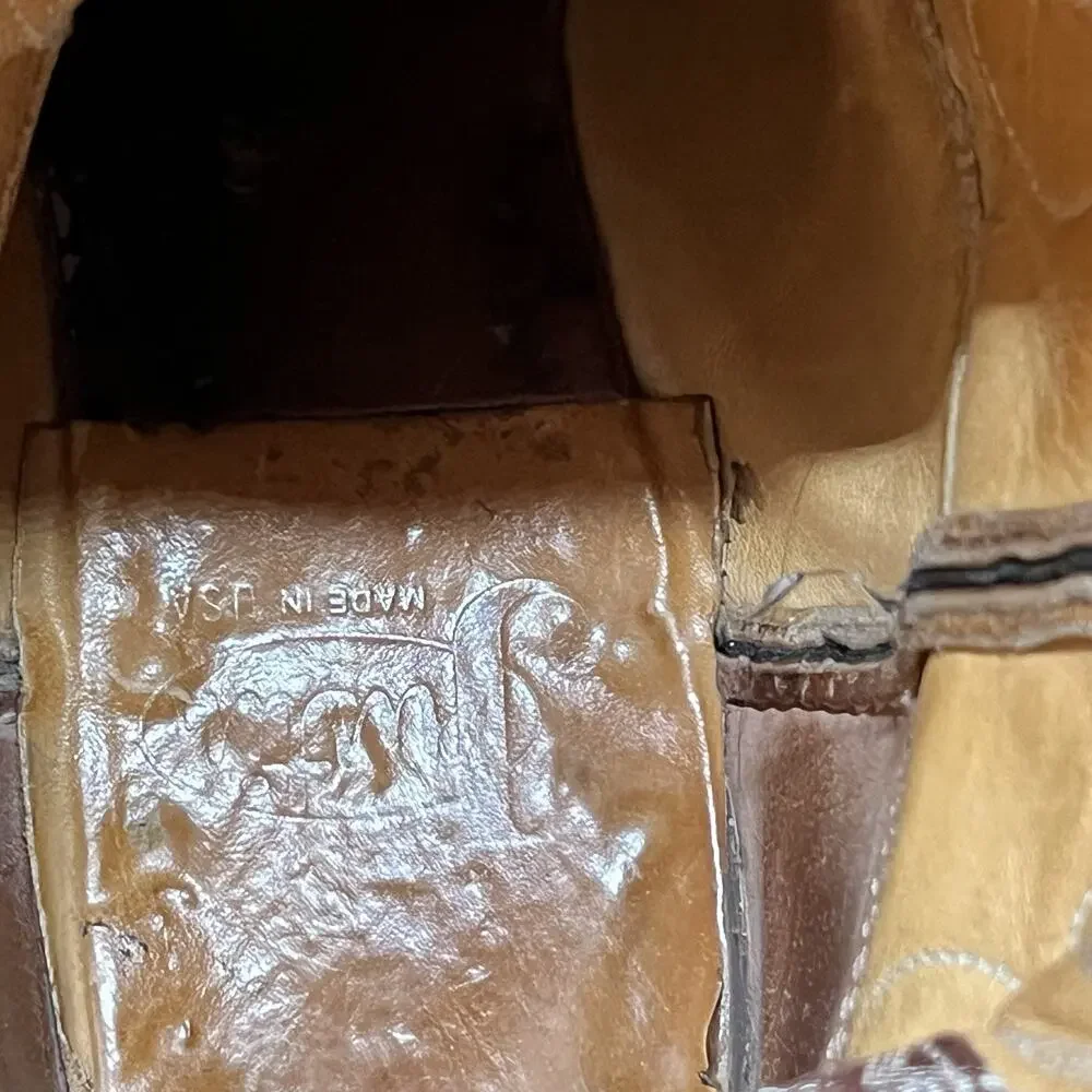 Vtg Justin Boots Cowboy Embroidered Boots Men’s Size 12 A, Style 2555 Brown